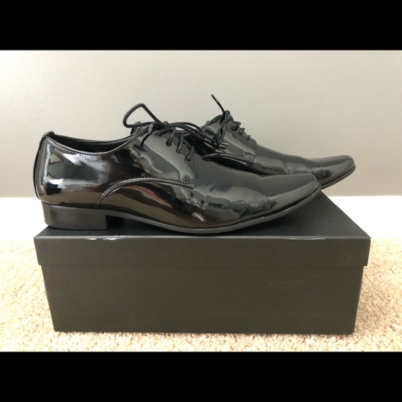 Dobell Black Contemporary Leather Tuxedo Shoes - Picture 5 of 6